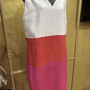Talbots Colorblock Mini Dress - White, Red, Pink